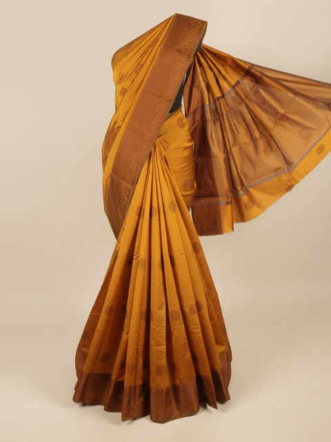 

Pothys Mustard & Brown Woven Design Zari Saree