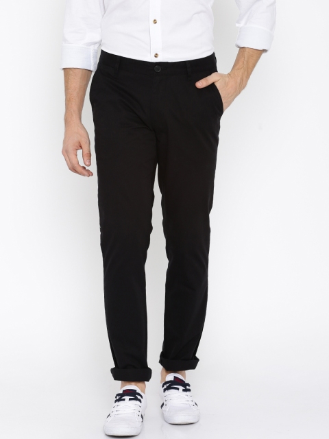 

John Players Men Black Solid Slim Fit Flat-Front Trousers