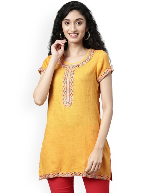 

Souchii Women Yellow Embroidered Kurta