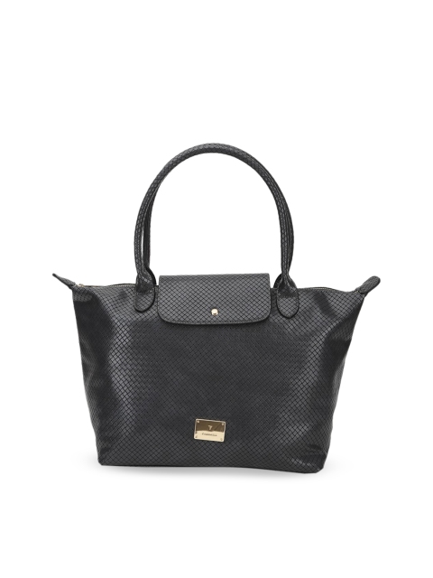

Van Heusen Woman Black Animal Textured PU Shopper Handheld Bag with Cut Work