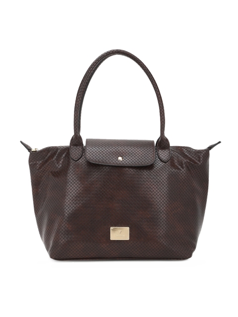 

Van Heusen Woman Brown Textured PU Structured Handheld Bag with Cut Work