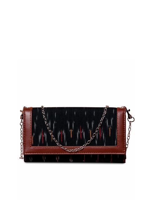 

ZOUK Women Black & Brown Abstract Printed Two Fold Wallet With Sling