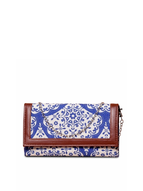

ZOUK White & Blue Printed Purse Clutch