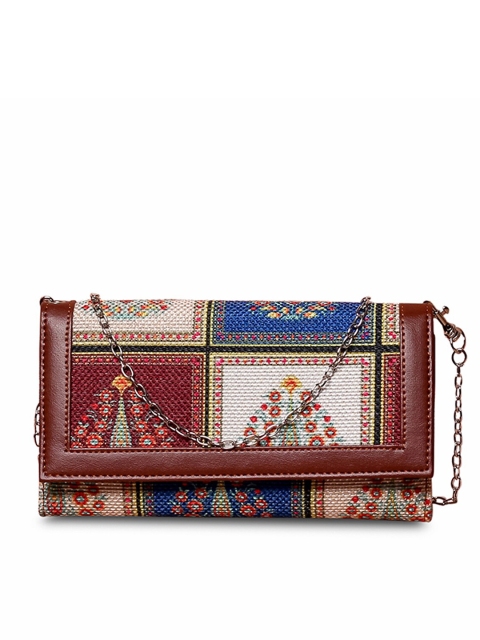 

ZOUK Women Blue & Maroon Ethnic Motifs Printed Two Fold Wallet