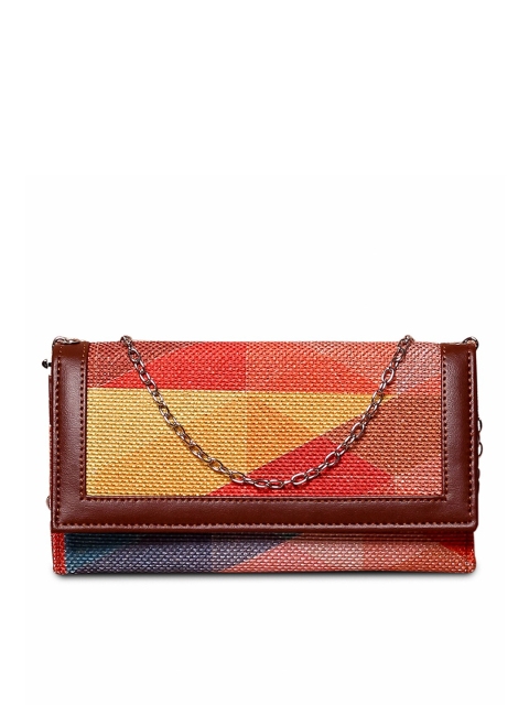 

ZOUK Women Orange & Blue Geometric Printed Two Fold Wallet
