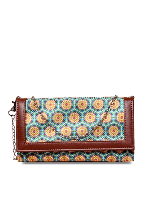 

ZOUK Women Blue & Yellow Geometric Printed Two Fold Wallet