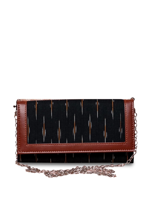 

ZOUK Women Black Self Design Envelop Clutch