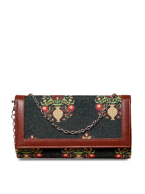 

ZOUK Women Charcoal & Brown Floral Printed Two Fold Wallet