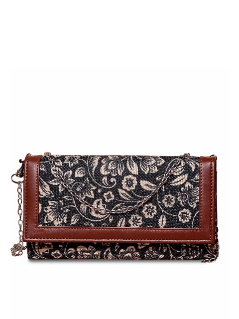 

ZOUK Women Black & Beige Floral Printed Two Fold Wallet