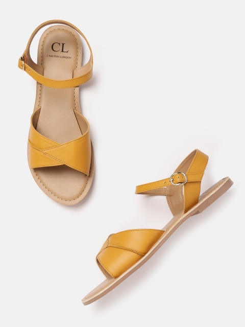 

Carlton London Women Mustard Yellow Solid Open Toe Flats