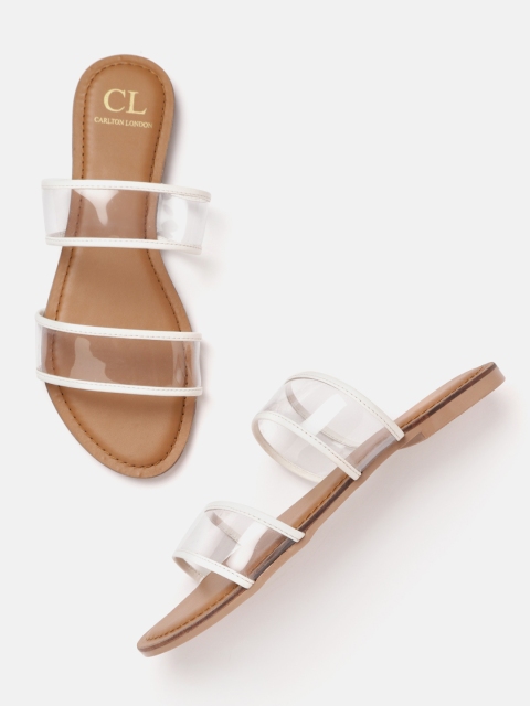 

Carlton London Women Transparent & White Solid Open Toe Flats