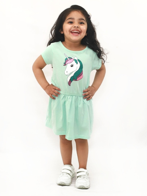 

A T U N Sea Green Unicorn Dropwaist Dress
