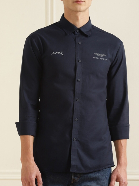 

HACKETT LONDON Men Navy Blue Side Detailing Casual Shirt