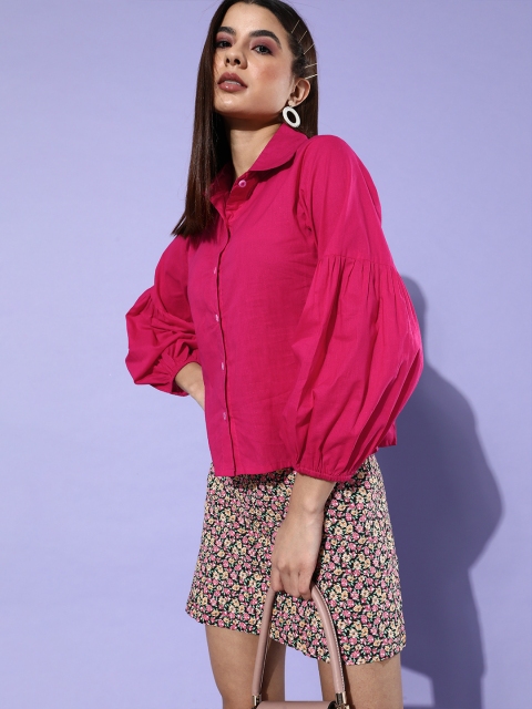 

Cation Women Stunning Magenta Solid Boxy Shirt