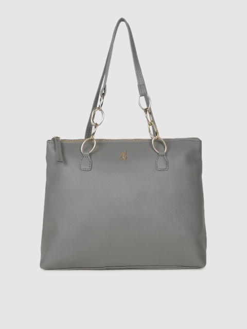 

Baggit Grey Solid Regular Structured Shoulder Bag with Styled Straps
