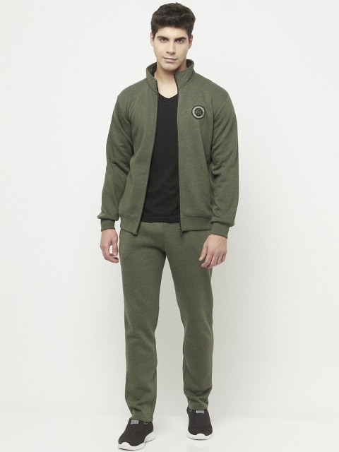 

Octave Men Olive-Green Solid Cotton Tracksuit