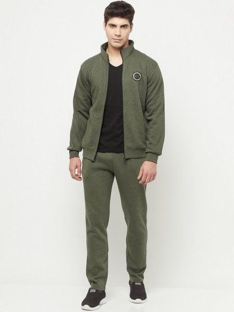 

Octave Men Olive Green Solid Cotton Tracksuit