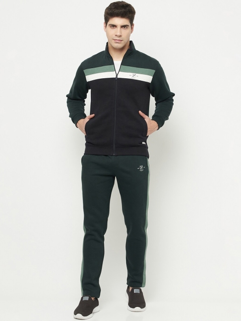 

Octave Men Green Striped Cotton Tracksuit
