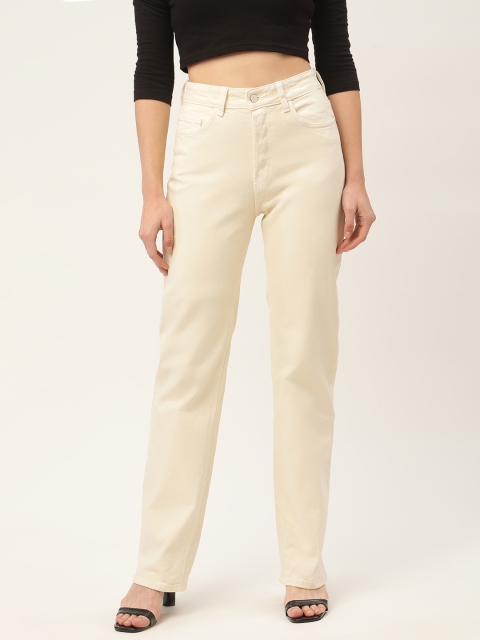 

Malachi Women Cream-Coloured High-Rise Denim Flared Jeans