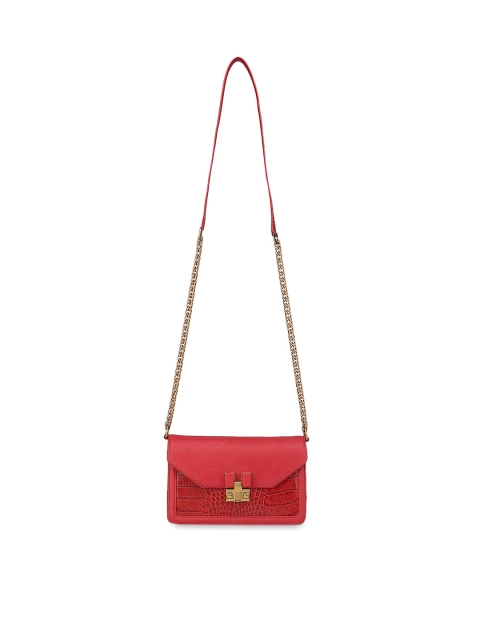 

Da Milano Red Leather Structured Sling Bag