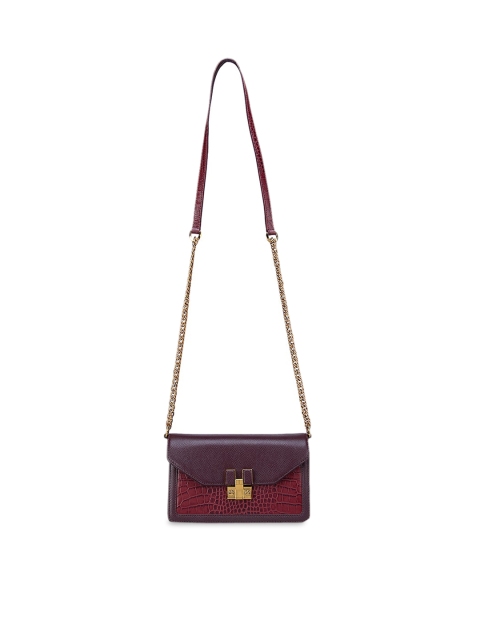 

Da Milano Purple Textured Leather Structured Sling Bag