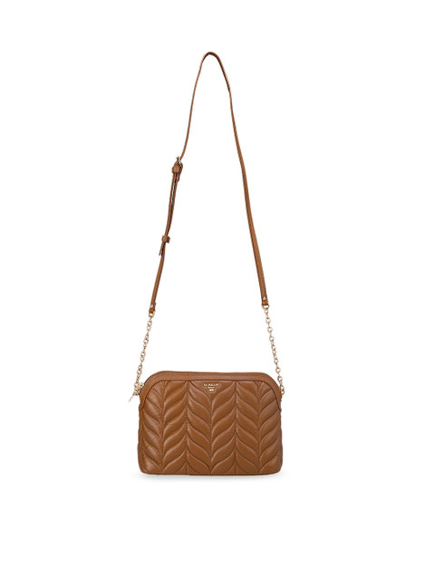 

Da Milano Brown Geometric Leather Structured Sling Bag with Quilted