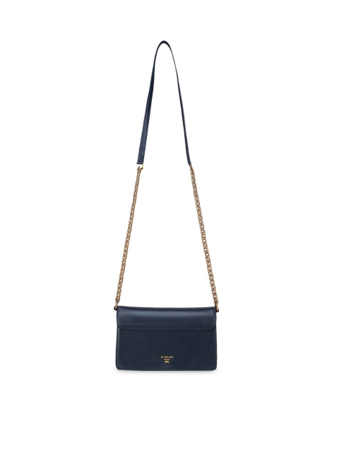 

Da Milano Blue Textured Leather Structured Sling Bag