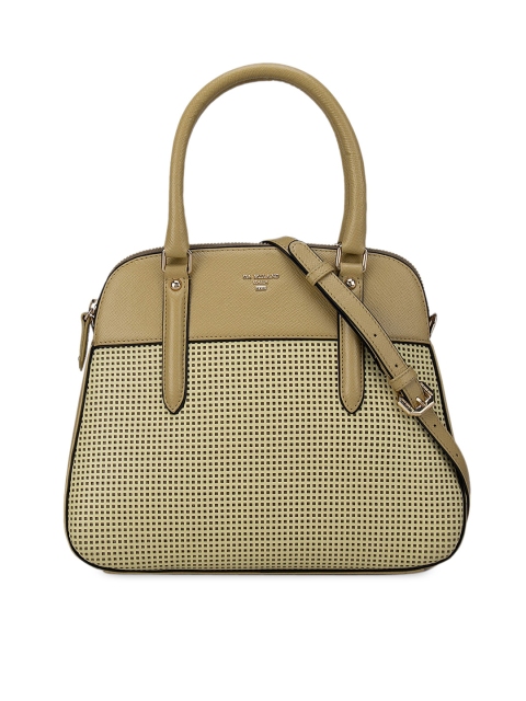 

Da Milano Green Checked Leather Structured Handheld Bag