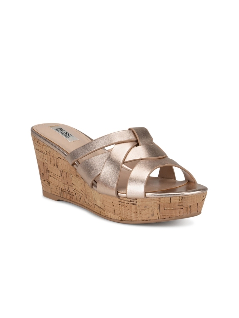 

ROSSO BRUNELLO Gold-Toned Leather Wedge Sandals