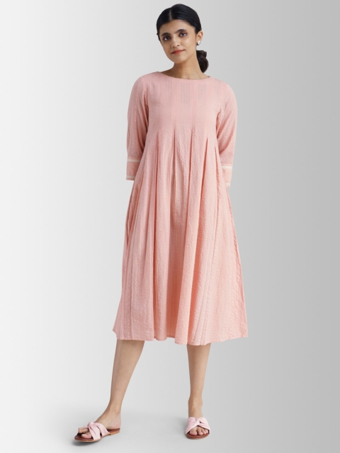 

Marigold by FableStreet Orange A-Line Pleated Midi Dress