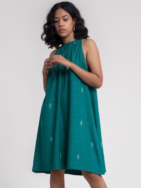 

Marigold by FableStreet Green Halter Neck A-Line Dress