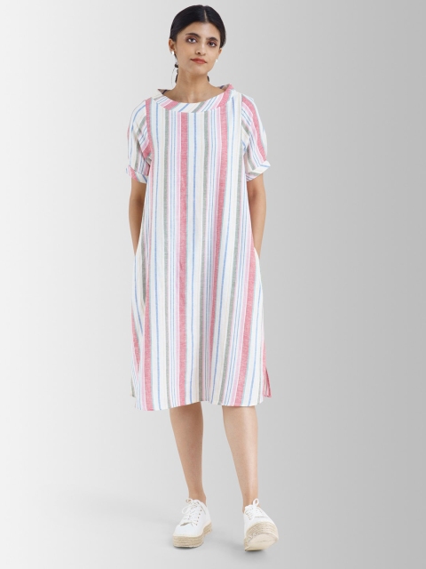 

Marigold by FableStreet Pink Striped A-Line Dress