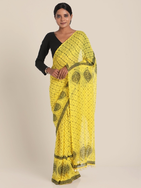 

Suta Yellow & Grey Printed Pure Cotton Saree