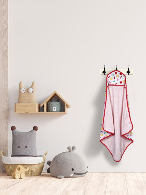 

Baby Moo Kids Red & White Fun With Fruits Printed Pure Cotton Swaddle