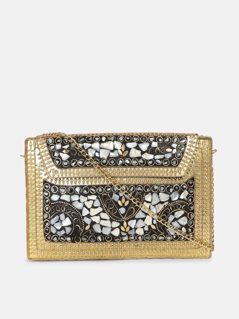 

ARTFLYCK Gold-Toned & Silver-Toned Embellished Box Clutch