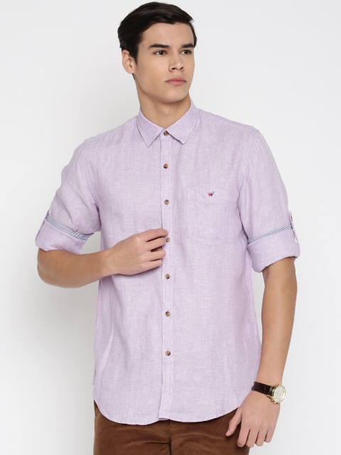 

Wills Lifestyle Men Purple Linen Slim Fit Casual Shirt