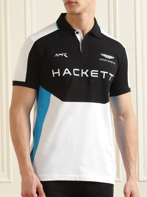 

HACKETT LONDON Men Black Typography Polo Collar T-shirt