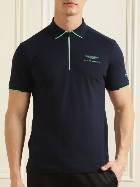 

HACKETT LONDON Men Navy Blue Polo Collar Pure Cotton T-shirt
