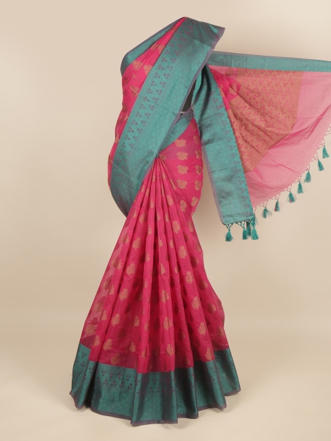 

Pothys Pink & Green Woven Design Zari Saree