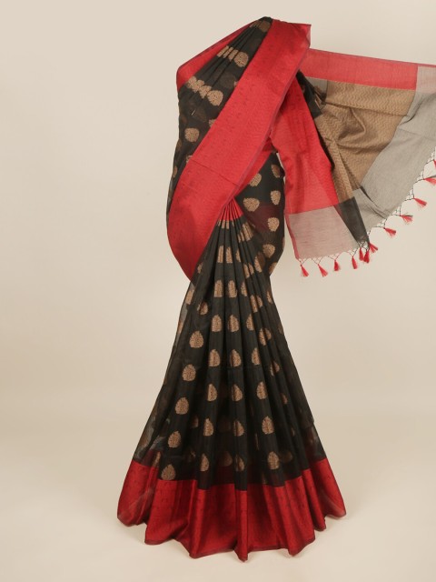 

Pothys Black & Red Ethnic Motifs Saree