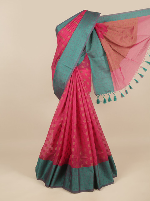 

Pothys Pink & Blue Woven Design Saree
