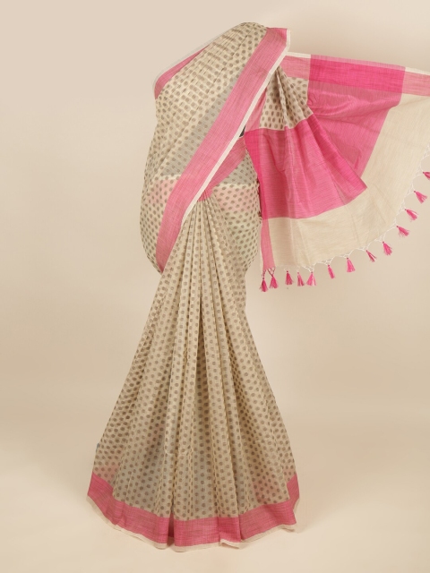 

Pothys Tan & Pink Woven Design Saree