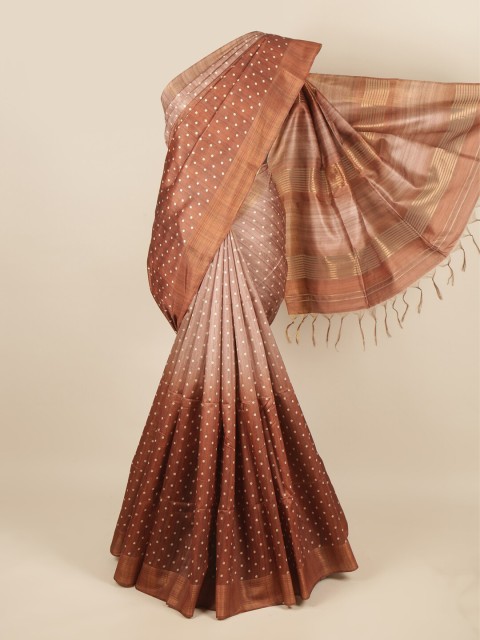 

Pothys Brown & White Jute Silk Saree