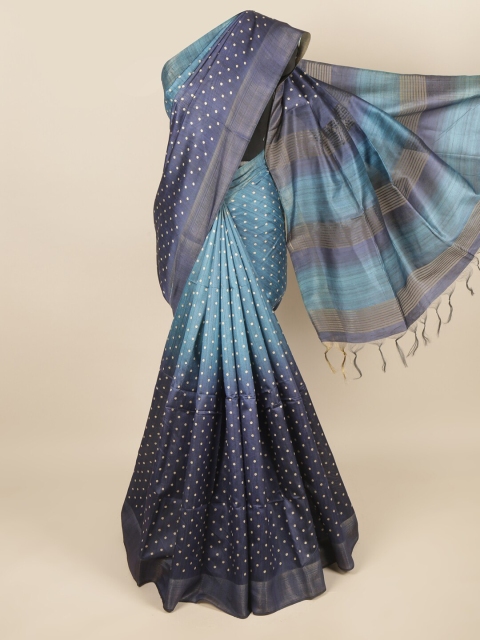 

Pothys Blue & White Zari Jute Silk Saree