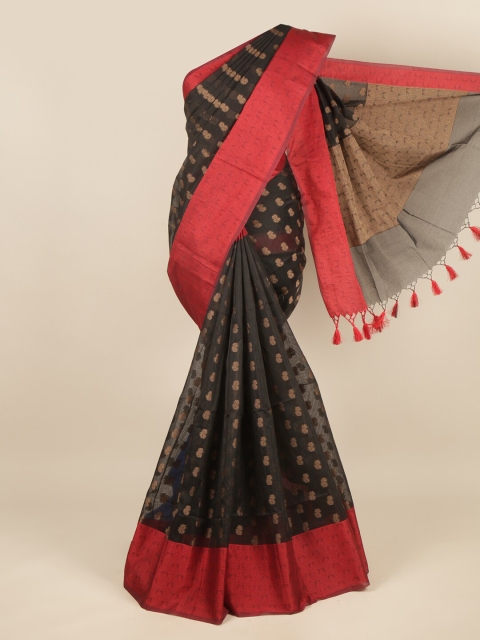 

Pothys Black & Red Ethnic Motifs Saree