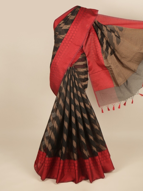 

Pothys Black & Maroon Ethnic Motifs Saree