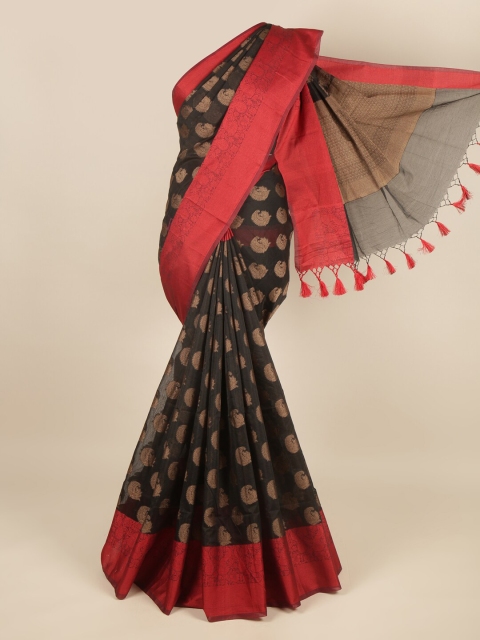 

Pothys Black & Red Ethnic Motifs Saree