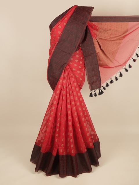

Pothys Red & Brown Ethnic Motifs Woven Saree