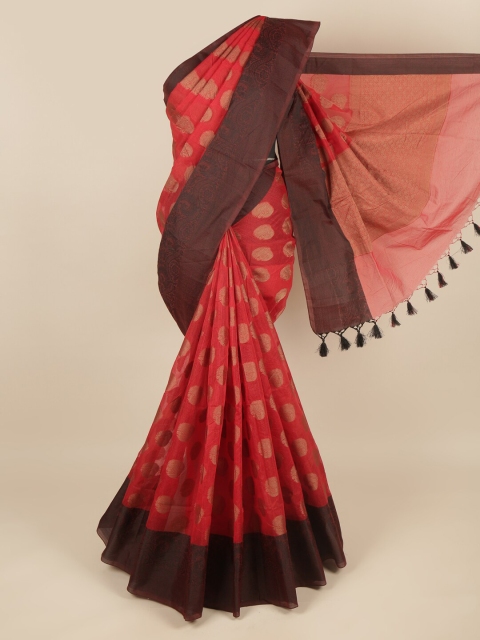 

Pothys Red & Brown Woven Design Cotton Blend Saree