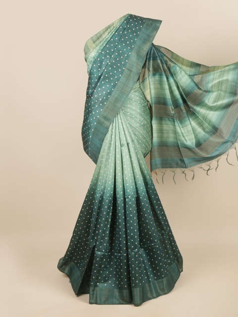 

Pothys Green & White Jute Silk Saree